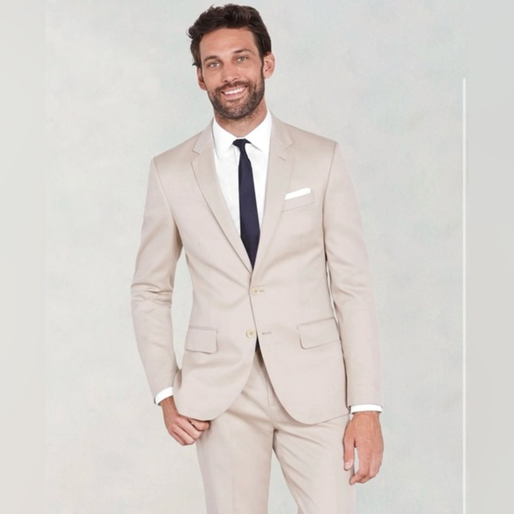 The Black Tux Tan Suit Merino Wool Wedding Event Suit